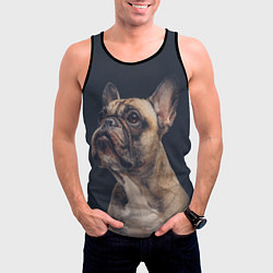 Майка-безрукавка мужская Голова французского бульдога, цвет: 3D-черный — фото 2