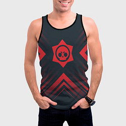 Майка-безрукавка мужская Красный Символ Brawl Stars на темном фоне со стрел, цвет: 3D-черный — фото 2