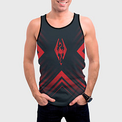 Майка-безрукавка мужская Красный Символ Skyrim на темном фоне со стрелками, цвет: 3D-черный — фото 2