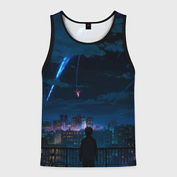 Майка-безрукавка мужская Мальчик смотрит в небо, цвет: 3D-черный
