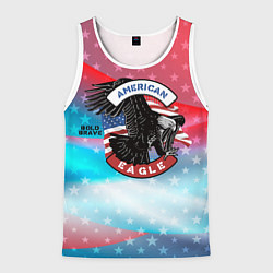 Майка-безрукавка мужская Американский орел USA, цвет: 3D-белый