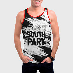 Майка-безрукавка мужская Южный парк - персонажи и логотип South Park, цвет: 3D-красный — фото 2