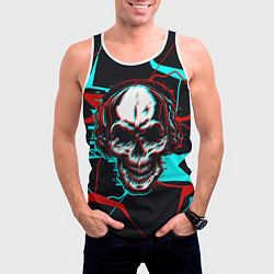 Майка-безрукавка мужская Глитч череп, цвет: 3D-белый — фото 2