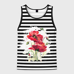 Майка-безрукавка мужская Red poppies Акварельные цветы, цвет: 3D-черный
