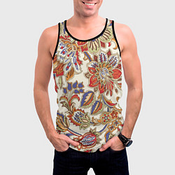 Майка-безрукавка мужская Цветочный винтажный орнамент, цвет: 3D-черный — фото 2