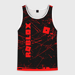 Майка-безрукавка мужская ROBLOX красный логотип, цвет: 3D-белый