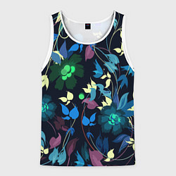 Майка-безрукавка мужская Color summer night Floral pattern, цвет: 3D-белый