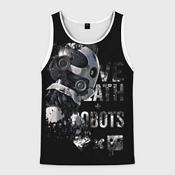 Майка-безрукавка мужская Робот с белой надписью, цвет: 3D-белый