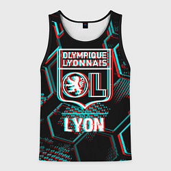 Майка-безрукавка мужская Lyon FC в стиле Glitch на темном фоне, цвет: 3D-черный