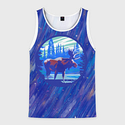 Мужская майка без рукавов Лось в лесу Blue