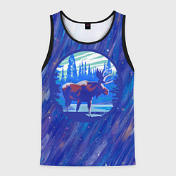 Мужская майка без рукавов Лось в лесу Blue