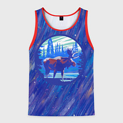 Мужская майка без рукавов Лось в лесу Blue