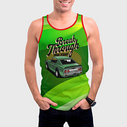 Майка-безрукавка мужская Retro зеленый ретро-автомобиль, цвет: 3D-красный — фото 2