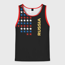 Майка-безрукавка мужская Russia - Россия звёзды, цвет: 3D-красный