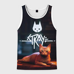 Майка-безрукавка мужская Stray: Бродячий кот, цвет: 3D-белый