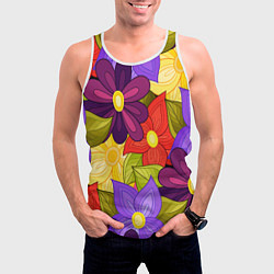 Майка-безрукавка мужская MULTICOLORED PANSIES, цвет: 3D-белый — фото 2