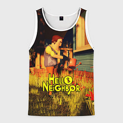 Мужская майка без рукавов Hello Neighbor Привет сосед Сосед поливает