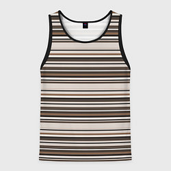 Мужская майка без рукавов Горизонтальные коричневые бежевые черные полосы