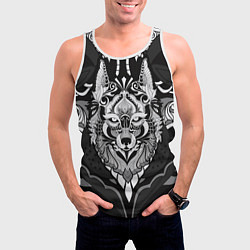 Майка-безрукавка мужская Черно-белый волк, цвет: 3D-белый — фото 2