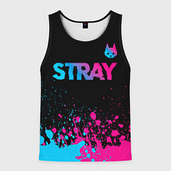 Майка-безрукавка мужская Stray - neon gradient logo, цвет: 3D-черный