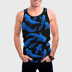 Майка-безрукавка мужская Стая акул - паттерн, цвет: 3D-черный — фото 2