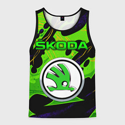 Майка-безрукавка мужская SKODA - ОРГАНИЧЕСКИЙ ЗЕЛЁНЫЙ, цвет: 3D-черный