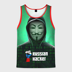 Майка-безрукавка мужская Russian hacker green, цвет: 3D-красный