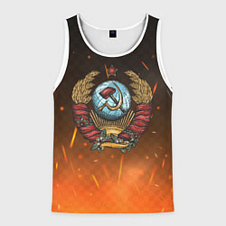 Мужская майка без рукавов Герб СССР на фоне огня