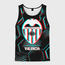 Майка-безрукавка мужская Valencia FC в стиле glitch на темном фоне, цвет: 3D-черный