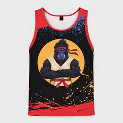 Майка-безрукавка мужская Карате горилла, цвет: 3D-красный