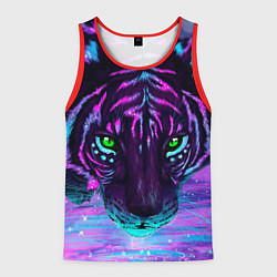 Майка-безрукавка мужская Светящийся неоновый тигр, цвет: 3D-красный