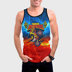 Майка-безрукавка мужская Extreme motocross: мотоциклист на фоне огня, цвет: 3D-черный — фото 2