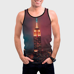 Майка-безрукавка мужская Неоновая ночная башня в городе, цвет: 3D-черный — фото 2