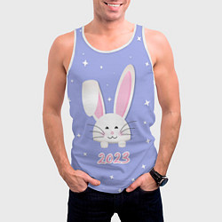 Майка-безрукавка мужская Кролик - символ 2023 года, цвет: 3D-белый — фото 2