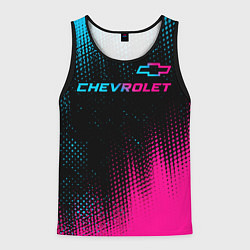 Майка-безрукавка мужская Chevrolet - neon gradient: символ сверху, цвет: 3D-черный