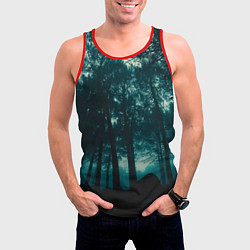 Майка-безрукавка мужская Тёмный лес на закате, цвет: 3D-красный — фото 2