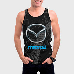 Майка-безрукавка мужская Mazda - следы шин, цвет: 3D-черный — фото 2