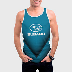 Майка-безрукавка мужская Subaru - абстракция, цвет: 3D-белый — фото 2