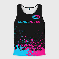 Майка-безрукавка мужская Land Rover - neon gradient: символ сверху, цвет: 3D-черный