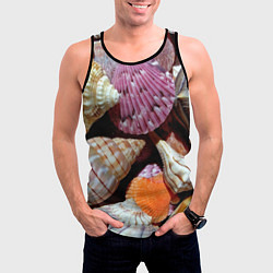 Майка-безрукавка мужская Композиция из океанских ракушек, цвет: 3D-черный — фото 2