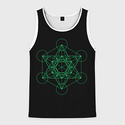 Мужская майка без рукавов Куб Метатрона на чёрном фоне