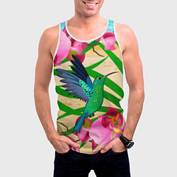Майка-безрукавка мужская Колибри и орхидеи, цвет: 3D-белый — фото 2