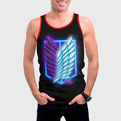 Майка-безрукавка мужская Attack on Titan neon logo, цвет: 3D-красный — фото 2