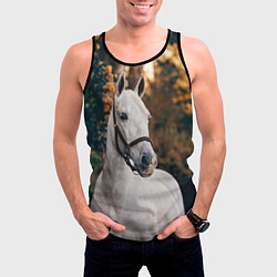 Майка-безрукавка мужская Белая лошадка, цвет: 3D-черный — фото 2