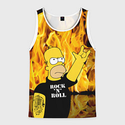 Майка-безрукавка мужская Homer Simpson - Rock n Roll!, цвет: 3D-белый