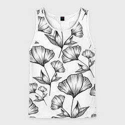 Майка-безрукавка мужская Графичные цветы на белом фоне, цвет: 3D-белый