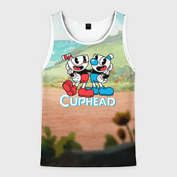 Майка-безрукавка мужская Cuphead природа, цвет: 3D-белый