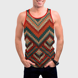 Майка-безрукавка мужская Вязаная ткань - текстура, цвет: 3D-красный — фото 2
