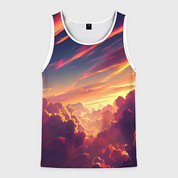 Майка-безрукавка мужская Закатное солнце в облаках, цвет: 3D-белый