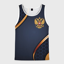 Майка-безрукавка мужская Blue & gold герб России, цвет: 3D-белый